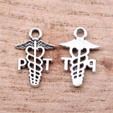 WYSIWYG 40pcs Charms 15x10mm Pt Cane Medical Symbol Charms For Jewelry Making DIY Jewelry Findings Antique Silver Color Charms