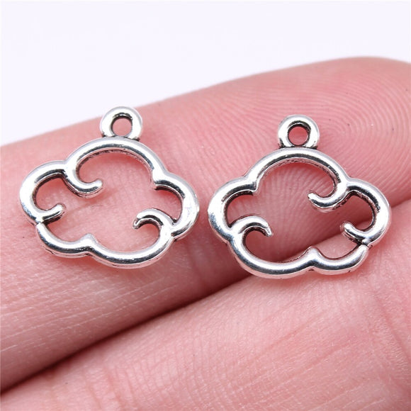 WYSIWYG 40pcs Charms 15x13mm Hollow Cloud Charms For Jewelry Making DIY Jewelry Findings Antique Silver Color Alloy Charms