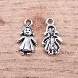 WYSIWYG 40pcs Charms 15x8mm Little Girl Charms For Jewelry Making DIY Jewelry Findings Antique Silver Color Alloy Charms Pendant