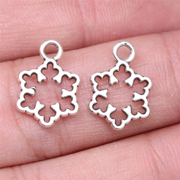 WYSIWYG 40pcs Charms 16x11mm Snowflake Charms For Jewelry Making DIY Jewelry Findings Antique Silver Color Alloy Charms Pendant