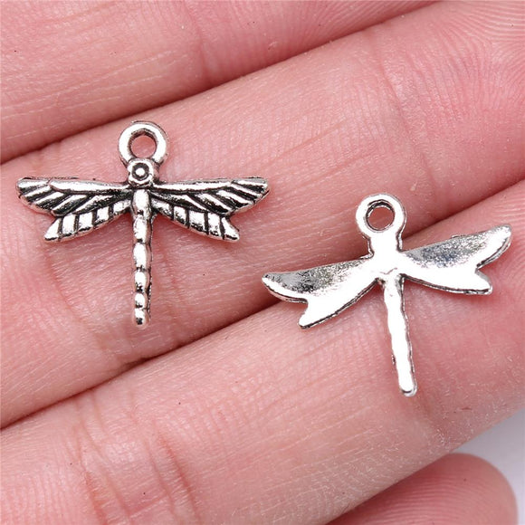WYSIWYG 40pcs Charms 16x19mm Dragonfly Charms For Jewelry Making DIY Jewelry Findings Antique Silver Color Alloy Charms Pendant