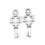 WYSIWYG 40pcs Charms 16x6mm Key Charms For Jewelry Making DIY Jewelry Findings Antique Silver Color Alloy Charms Pendant