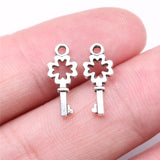 WYSIWYG 40pcs Charms 16x6mm Key Charms For Jewelry Making DIY Jewelry Findings Antique Silver Color Alloy Charms Pendant