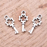 WYSIWYG 40pcs Charms 16x6mm Key Charms For Jewelry Making DIY Jewelry Findings Antique Silver Color Alloy Charms Pendant