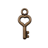 WYSIWYG 40pcs Charms 16x7mm Heart Key Charms For Jewelry Making DIY Jewelry Findings Antique Silver Color Alloy Charms Pendant