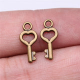 WYSIWYG 40pcs Charms 16x7mm Heart Key Charms For Jewelry Making DIY Jewelry Findings Antique Silver Color Alloy Charms Pendant