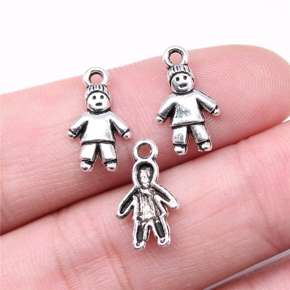 WYSIWYG 40pcs Charms 16x9mm Little Boy Charms For Jewelry Making DIY Jewelry Findings Antique Silver Color Alloy Charms Pendant