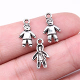 WYSIWYG 40pcs Charms 16x9mm Little Boy Charms For Jewelry Making DIY Jewelry Findings Antique Silver Color Alloy Charms Pendant
