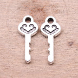 WYSIWYG 40pcs Charms 17x7mm Key Charms Pendant Antique Silver Color For Jewelry Making DIY Jewelry Findings