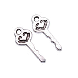 WYSIWYG 40pcs Charms 17x7mm Key Charms Pendant Antique Silver Color For Jewelry Making DIY Jewelry Findings