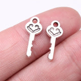 WYSIWYG 40pcs Charms 17x7mm Key Charms Pendant Antique Silver Color For Jewelry Making DIY Jewelry Findings