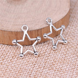 WYSIWYG 40pcs Charms 18x16mm Hollow Star Charms For Jewelry Making DIY Jewelry Findings Antique Silver Color Alloy Charm