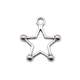 WYSIWYG 40pcs Charms 18x16mm Hollow Star Charms For Jewelry Making DIY Jewelry Findings Antique Silver Color Alloy Charm