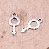 WYSIWYG 40pcs Charms 18x9mm Male Symbol Charms For Jewelry Making DIY Jewelry Findings Antique Silver Color Alloy Charms Pendant