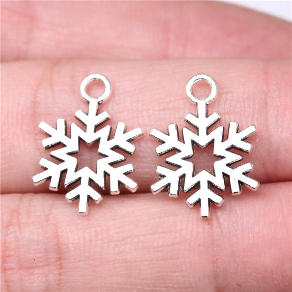 WYSIWYG 40pcs Charms 19x14mm Snowflake Charms For Jewelry Making DIY Jewelry Findings Antique Silver Color Alloy Charms Pendant