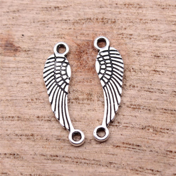 WYSIWYG 40pcs Charms 19x5mm Wing Connector Charms For Jewelry Making DIY Jewelry Findings Antique Silver Color Alloy Charms