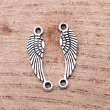 WYSIWYG 40pcs Charms 19x5mm Wing Connector Charms For Jewelry Making DIY Jewelry Findings Antique Silver Color Alloy Charms