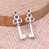 WYSIWYG 40pcs Charms 22x7mm Key Charms For Jewelry Making DIY Jewelry Findings Antique Silver Color Alloy Charms Pendant