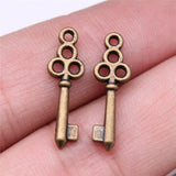 WYSIWYG 40pcs Charms 22x7mm Key Charms For Jewelry Making DIY Jewelry Findings Antique Silver Color Alloy Charms Pendant