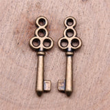 WYSIWYG 40pcs Charms 22x7mm Key Charms For Jewelry Making DIY Jewelry Findings Antique Silver Color Alloy Charms Pendant