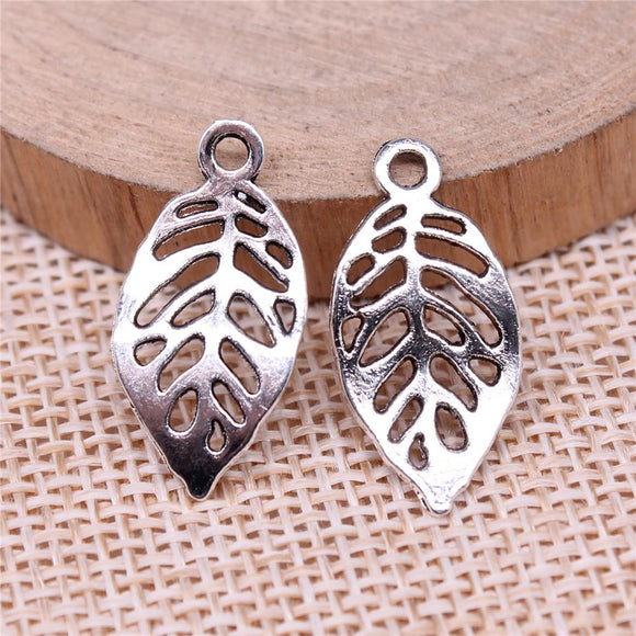 WYSIWYG 40pcs Charms 23x11mm Leaf Charms For Jewelry Making DIY Jewelry Findings Antique Silver Color Alloy Charms Pendant