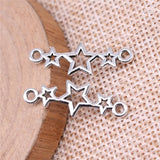 40 piezas de dijes de 25 x 9 mm con forma de estrella para hacer joyas, accesorios de joyería DIY, dijes de aleación de color plata antigua ef4467