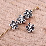 WYSIWYG 40pcs Charms 7x3mm Flower Bead Charms For Jewelry Making DIY Jewelry Findings Antique Silver Color Alloy Charms Pendant