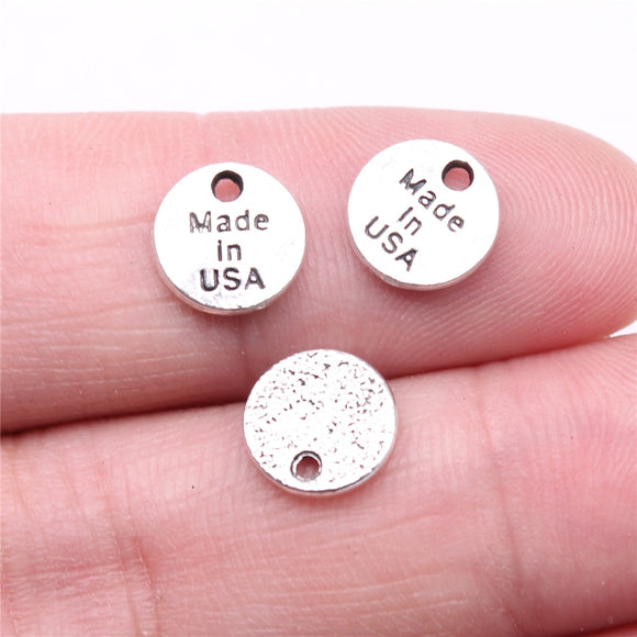 WYSIWYG 40pcs Charms 9x9mm Made In Usa Charms For Jewelry Making DIY Jewelry Findings Antique Silver Color Alloy Charms Pendant