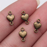 WYSIWYG 40pcs Charms Connector Antique Silver Color Small Heart Connector DIY Jewelry Making Accessories 10x5mm