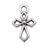 WYSIWYG 40pcs Charms Double Sided Cross 17x10mm Antique Silver Color Pendants Making DIY Handmade Tibetan Silver Color Jewelry
