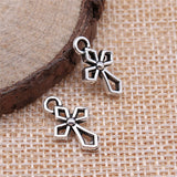 WYSIWYG 40pcs Charms Double Sided Cross 17x10mm Antique Silver Color Pendants Making DIY Handmade Tibetan Silver Color Jewelry