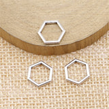 WYSIWYG 40pcs Charms Hexagonal Honeycomb 10x10mm Antique Silver Color Pendant Hexagonal Honeycomb Charms Jewelry Findings