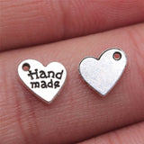 WYSIWYG 40pcs Charms Jewelry Findings Diy Accessories Hand Made Heart Pendant Antique Silver Color 8x8mm