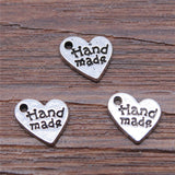 WYSIWYG 40pcs Charms Jewelry Findings Diy Accessories Hand Made Heart Pendant Antique Silver Color 8x8mm