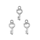 WYSIWYG 40pcs Charms Key Antique Silver Color 7x15mm Metal Alloy Charms Jewelry Diy Accessories