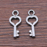 WYSIWYG 40pcs Charms Key Antique Silver Color 7x15mm Metal Alloy Charms Jewelry Diy Accessories