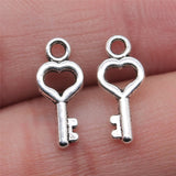 WYSIWYG 40pcs Charms Key Antique Silver Color 7x15mm Metal Alloy Charms Jewelry Diy Accessories