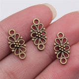 WYSIWYG 40pcs Flower Connector Connector DIY Jewelry Findings Accessories Charms H0365 Antique Silver Color 16x8mm
