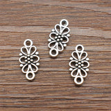 WYSIWYG 40pcs Flower Connector Connector DIY Jewelry Findings Accessories Charms H0365 Antique Silver Color 16x8mm
