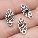 WYSIWYG 40pcs Flower Connector Connector DIY Jewelry Findings Accessories Charms H0365 Antique Silver Color 16x8mm