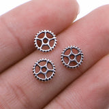 WYSIWYG 40pcs Gear Charms Pendant DIY Jewelry Findings For Jewelry Makingantique Silver Color Tone 8mm