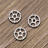 WYSIWYG 40pcs Gear Charms Pendant DIY Jewelry Findings For Jewelry Makingantique Silver Color Tone 8mm