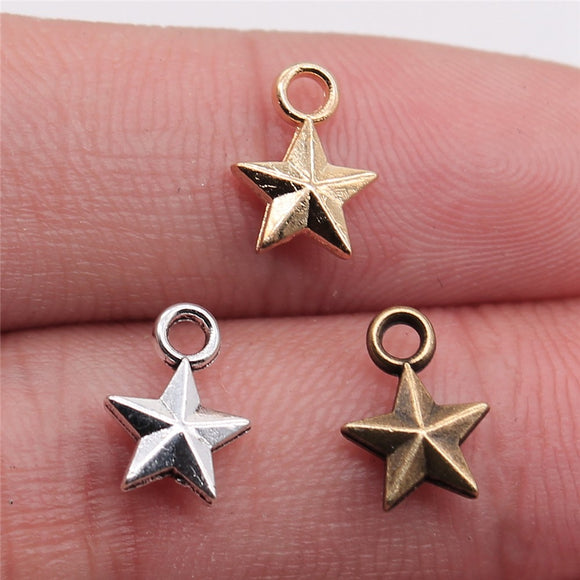 WYSIWYG 40pcs Pentagram Star Charms For Jewelry Making 10x7mm 3 Colors Jewelry Accessories