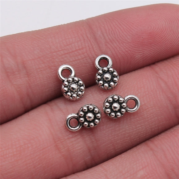 WYSIWYG 40pcs Small Flower Pendant Charms For Jewelry Making 5x9mm Antique Silver Color Jewelry Accessories