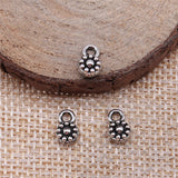 WYSIWYG 40pcs Small Flower Pendant Charms For Jewelry Making 5x9mm Antique Silver Color Jewelry Accessories