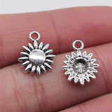 WYSIWYG 40pcs Sun Chrysanthemum Charms Pendant Diy Metal Jewelry Making Antique Silver Color 12x15mm