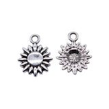 WYSIWYG 40pcs Sun Chrysanthemum Charms Pendant Diy Metal Jewelry Making Antique Silver Color 12x15mm