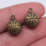 WYSIWYG 4pcs 11mm 3 Colors Antique Gold Color Antique Silver Color Antique Bronze Basketball Charms 3D Basketball Ball Pendant