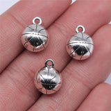 WYSIWYG 4pcs 11mm 3 Colors Antique Gold Color Antique Silver Color Antique Bronze Basketball Charms 3D Basketball Ball Pendant