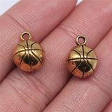 WYSIWYG 4pcs 11mm 3 Colors Antique Gold Color Antique Silver Color Antique Bronze Basketball Charms 3D Basketball Ball Pendant